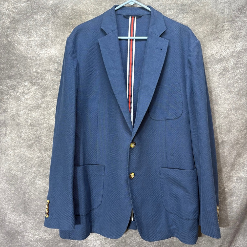 Vineyard Vines Unstructured Unlined Wool Blend Performance Blazer Size 46L Blue